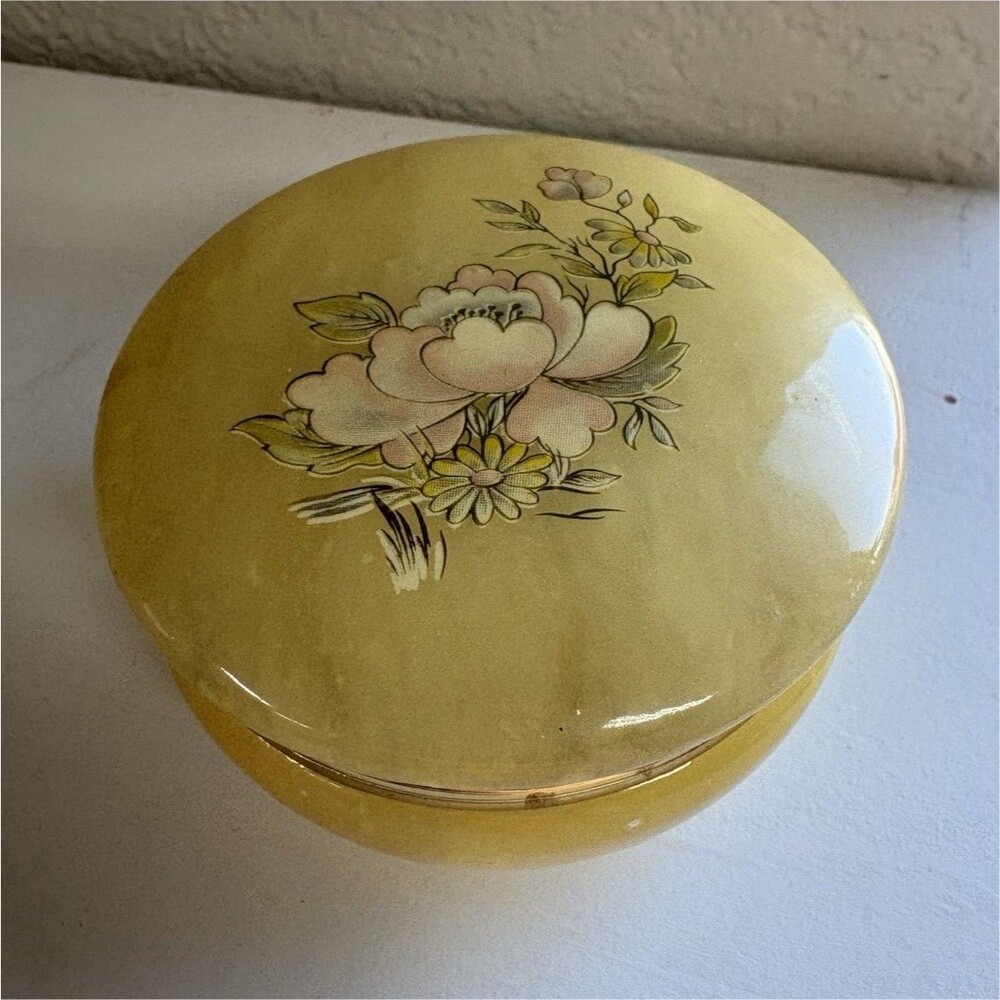 Vintage Westland Music Box Dancer Yellow Floral Collectible Music Box